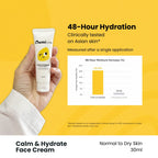 Clinical study showing 48-hour hydration increase for Oumi Kids Calm & Hydrate Face Cream tested on Asian skin