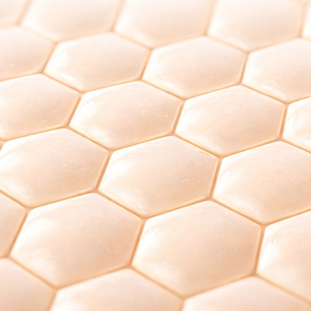 Illustration of structured skin barrier cells showing balanced hydration and intact moisture barrier.